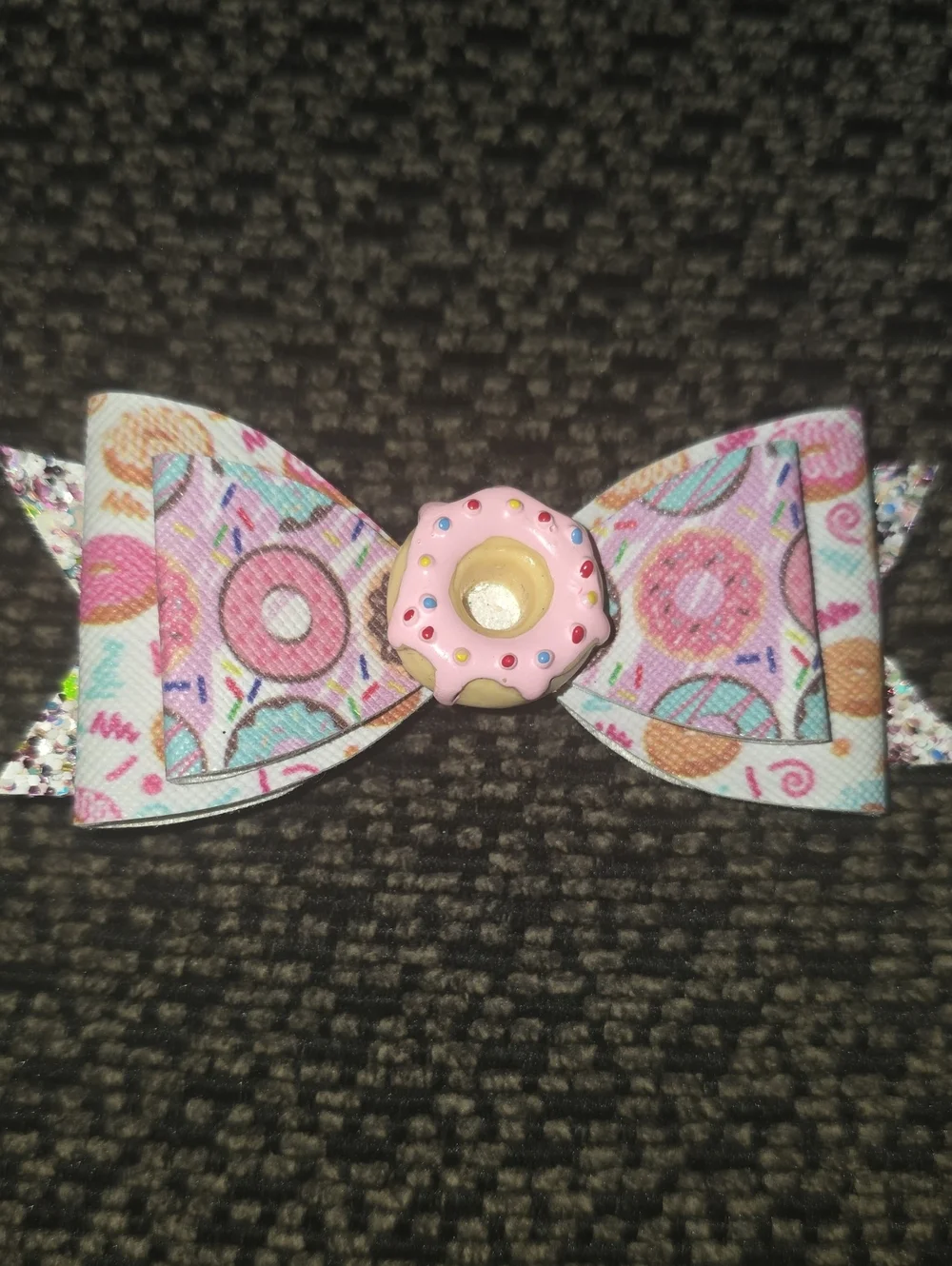 Kids Pink Donut Bow Hair Clip